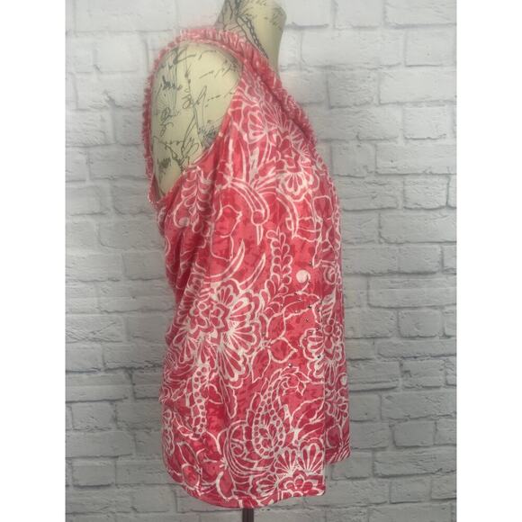 INC International Pink and White Printed Tank Top Blouse Women Size Large - Picture 5 of 6